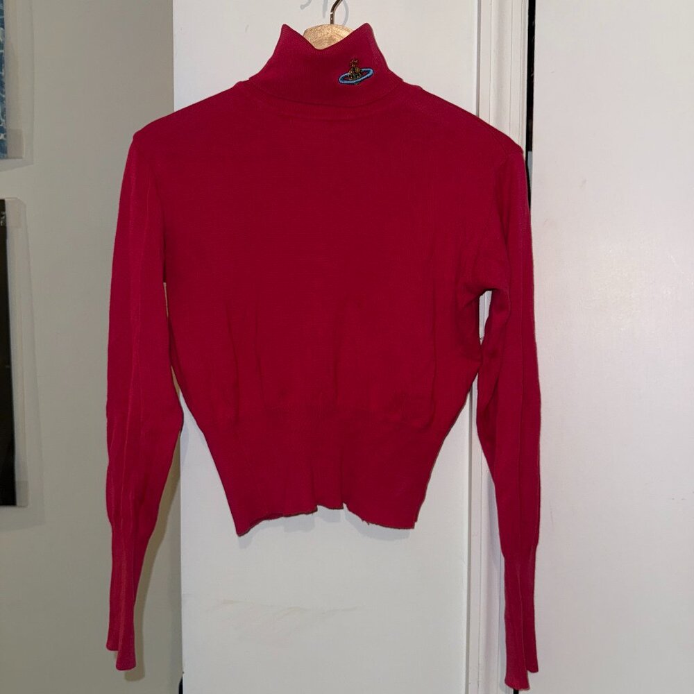 Vivienne Westwood 90's Fuchsia Pink Orb Turtleneck Sweater